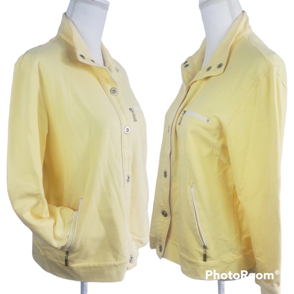 Draper's And Damons Women's Petite Jacket Snap Up Yellow Petite Small - Picture 2 of 12